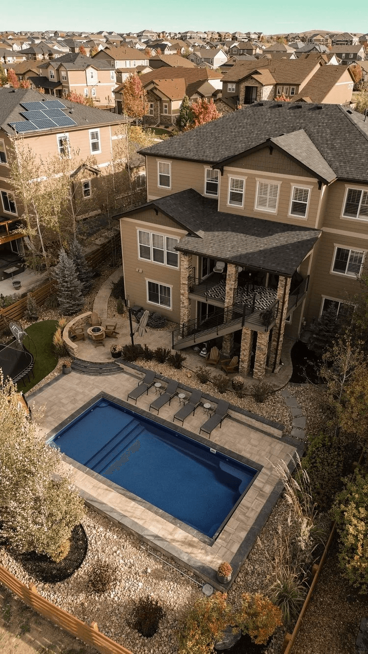 Pool installation with paver surround in Erie, Colorado